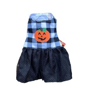 Halloween Pet Jack-o'-lantern Black and White Plaid SimplyDog Dog Dress NWT